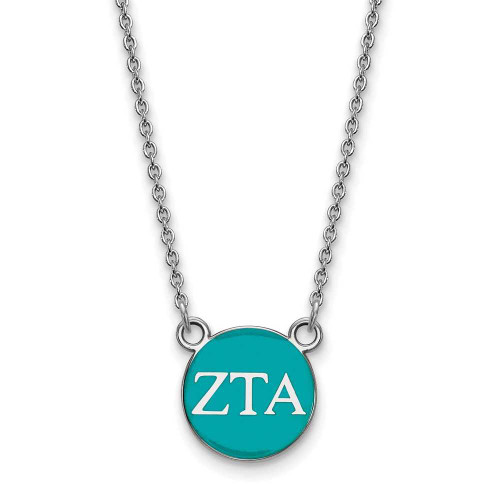 Image of 18" Sterling Silver Zeta Tau Alpha X-Small Pendant Necklace by LogoArt SS029ZTA-18