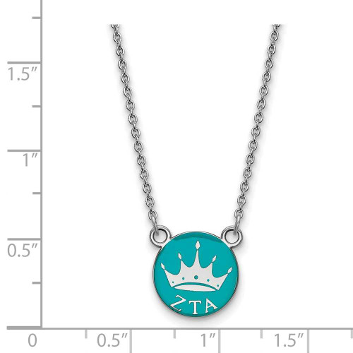 Image of 18" Sterling Silver Zeta Tau Alpha X-Small Pendant Necklace by LogoArt SS042ZTA-18