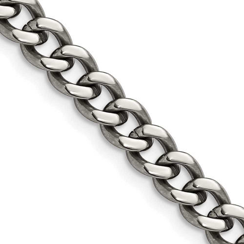 Image of 18" Titanium Polished 7.5mm Curb Chain Necklace
