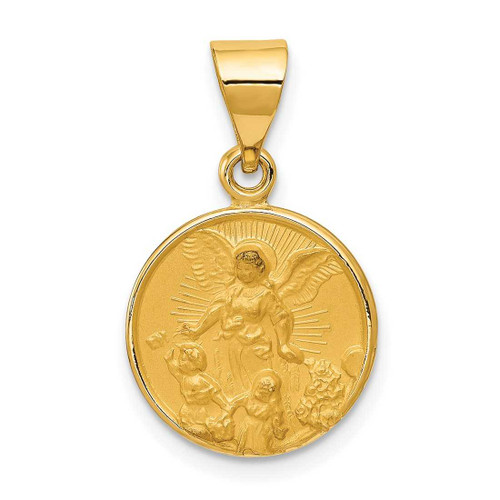 Image of 18K Yellow Gold Guardian Angel Medal Pendant