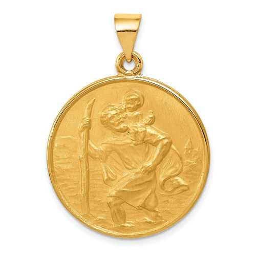 Image of 18K Yellow Gold Saint Christopher Medal Pendant 18XR14