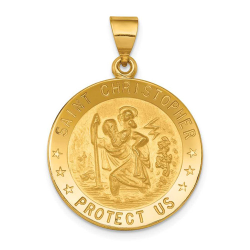 Image of 18K Yellow Gold Saint Christopher Medal Pendant 18XR16