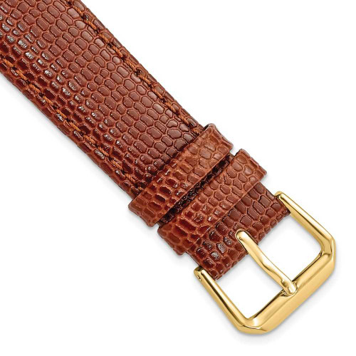 Image of 18mm 6.75" Short Havana Lizard Style Grain Leather Gold-tone Buckle Watch Band