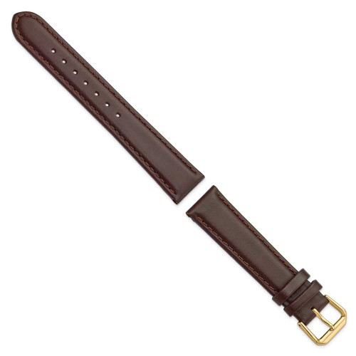 Image of 18mm 7.5" Brown Italian Leather Gold-tone Buckle Watch Band