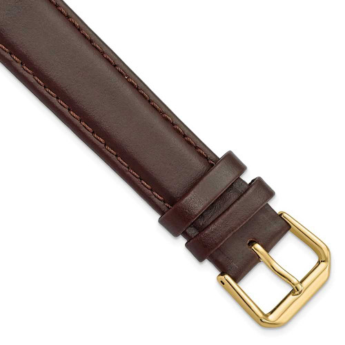 Image of 18mm 7.5" Brown Italian Leather Gold-tone Buckle Watch Band