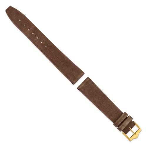 Image of 18mm 7.5" Brown Suede Leather Gold-tone Buckle Watch Band