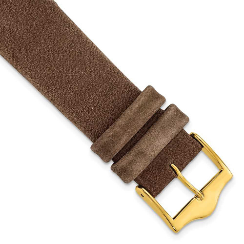 Image of 18mm 7.5" Brown Suede Leather Gold-tone Buckle Watch Band
