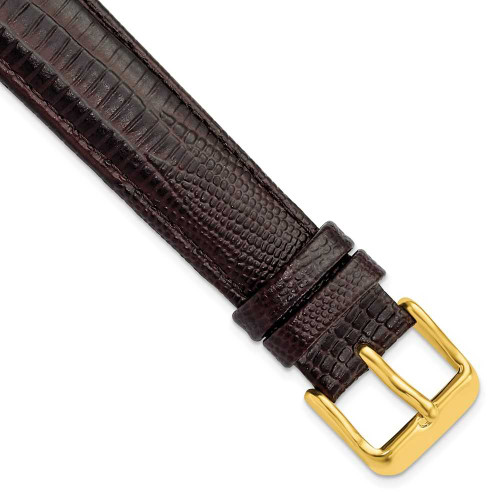 Image of 18mm 7.5" Brown Teju Lizard Style Grain Leather Gold-tone Buckle Watch Band