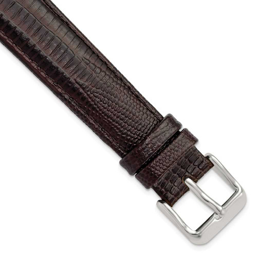 Image of 18mm 7.5" Brown Teju Lizard Style Grain Leather Silver-tone Buckle Watch Band