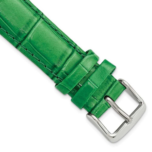 Image of 18mm 7.5" Green Croc Style Grain Leather Chrono Silver-tone Buckle Watch Band