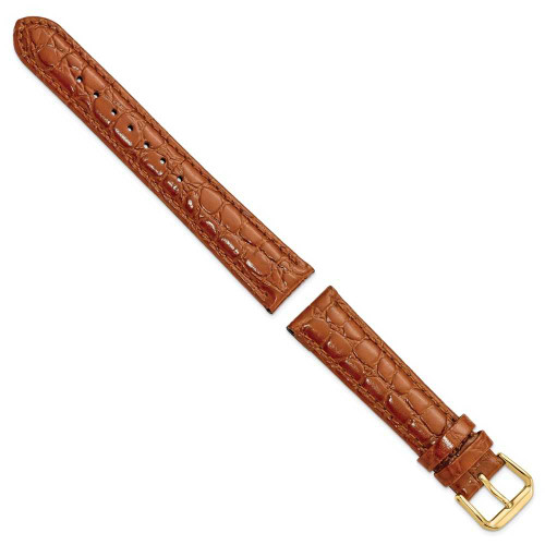 Image of 18mm 7.5" Havana Alligator Style Grain Leather Gold-tone Buckle Watch Band