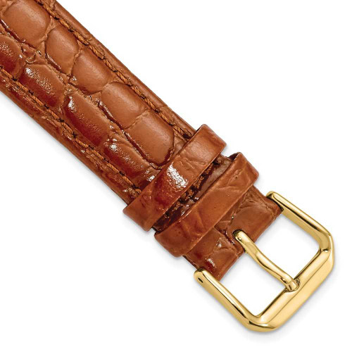 Image of 18mm 7.5" Havana Alligator Style Grain Leather Gold-tone Buckle Watch Band