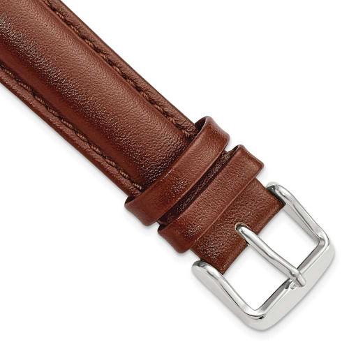 Image of 18mm 7.5" Havana Leather Chrono Silver-tone Buckle Watch Band