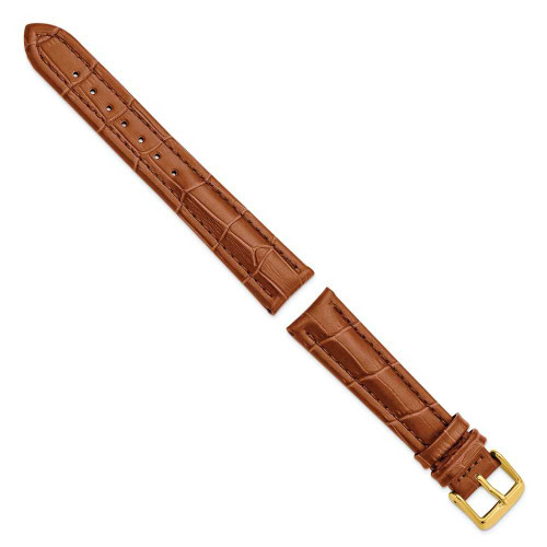 Image of 18mm 7.5" Havana Matte Alligator Style Grain Leather Gold-tone Buckle Watch Band