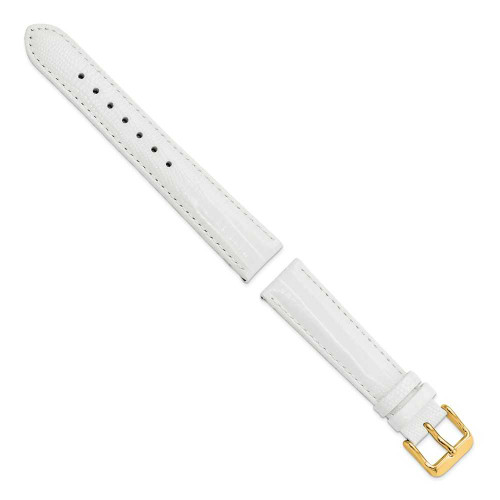 Image of 18mm 7.5" White Teju Lizard Style Grain Leather Gold-tone Buckle Watch Band