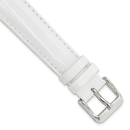 Image of 18mm 7.5" White Teju Lizard Style Grain Leather Silver-tone Buckle Watch Band