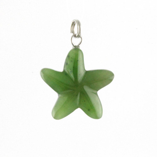 18mm Natural Untreated Nephrite Jade Starfish Pendant