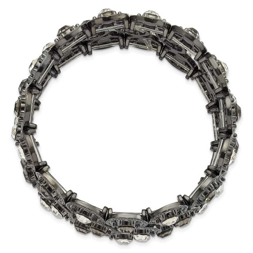 Image of 1928 Jewelry - Black-tone Grey & Clear Crystal Stretch Bracelet
