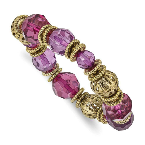 Image of 1928 Jewelry - Gold-tone Purple Crystal Stretch Bracelet