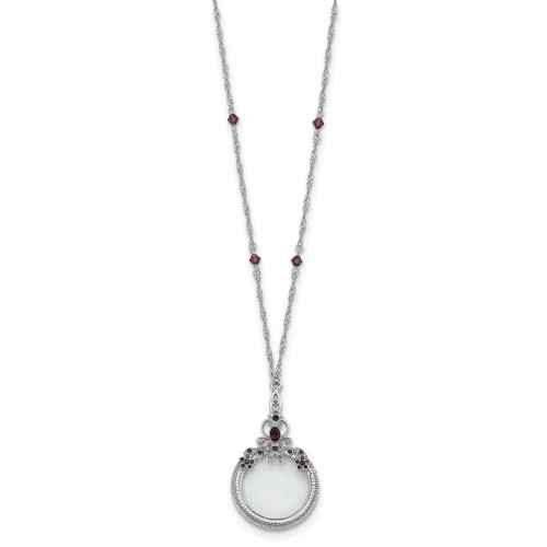 Image of 1928 Jewelry - 30" Pewter-tone Blue & Purple Crystal Necklace w/ 2x Magnifying Glass