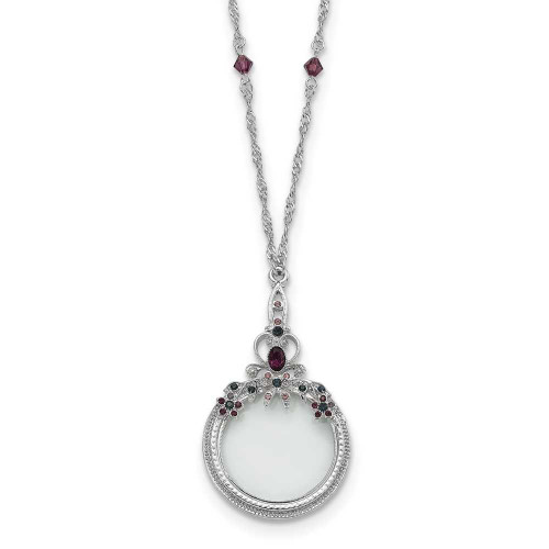 Image of 1928 Jewelry - 30" Pewter-tone Blue & Purple Crystal Necklace w/ 2x Magnifying Glass