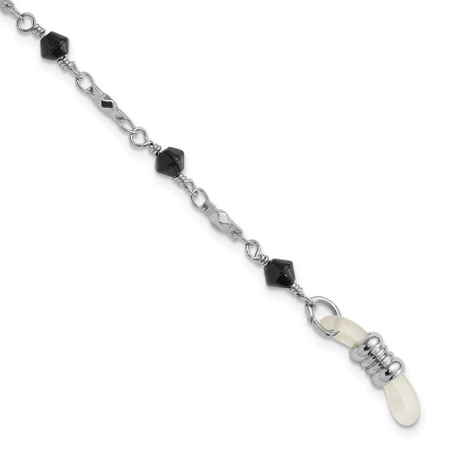 Image of 1928 Jewelry - Silver-tone Black Glass Bead 32in Eyewear Holder