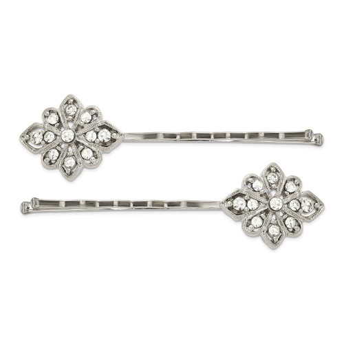Image of 1928 Jewelry - Silvertone White Crystal Hairpin Set
