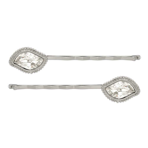 Image of 1928 Jewelry - Silver-tone White Crystal Hairpin Set