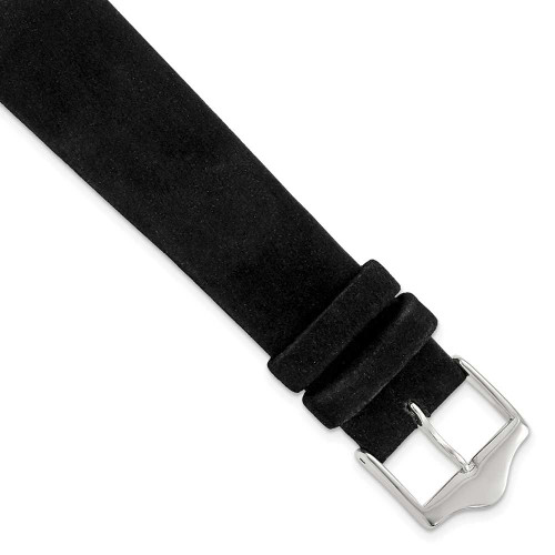 Image of 19mm 7.5" Black Suede Leather Silver-tone Buckle Watch Band