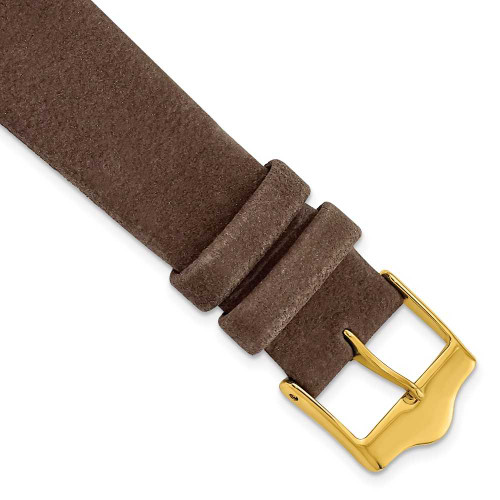 Image of 19mm 7.5" Brown Suede Leather Gold-tone Buckle Watch Band