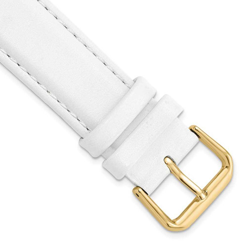 Image of 19mm 7.5" White Smooth Leather Gold-tone Buckle Watch Band