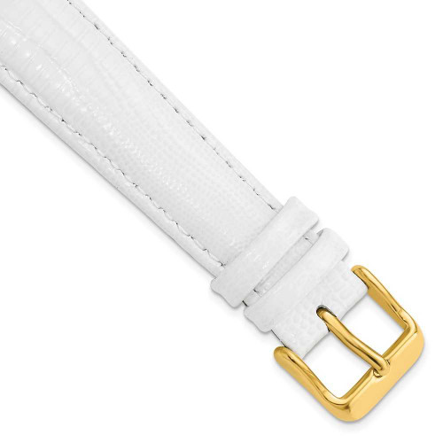 Image of 19mm 7.5" White Teju Lizard Style Grain Leather Gold-tone Buckle Watch Band