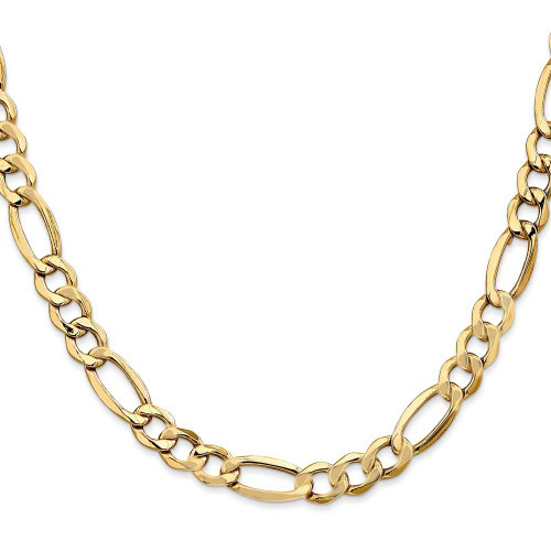 Image of 20" 10K Yellow Gold 7.3mm Semi-Solid Figaro Chain Necklace