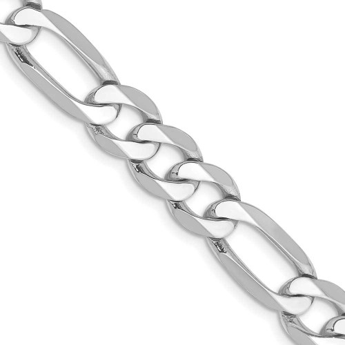 Image of 20" 14K White Gold 7.5mm Flat Figaro Chain Necklace