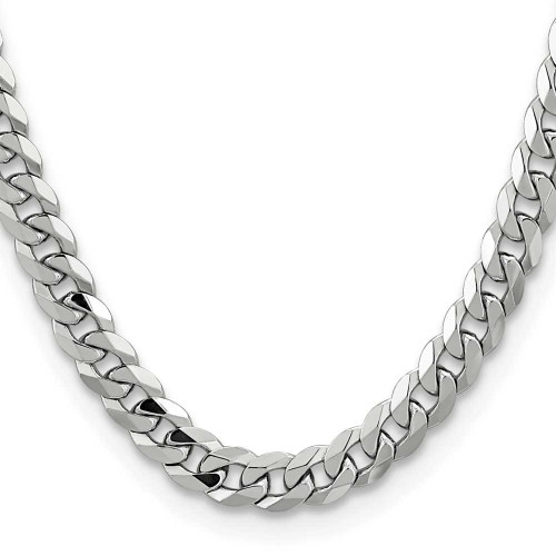 Image of 20" 14K White Gold 8.5mm Flat Beveled Curb Chain Necklace