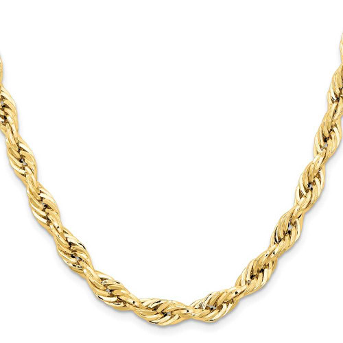 Image of 20" 14K Yellow Gold 7.0mm Semi-Solid Rope Chain Necklace
