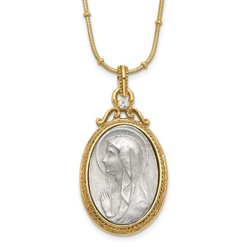 Image of 20" Gold-Tone & Silver-Tone Synthetic Crystal Mary Miraculous Medal Necklace
