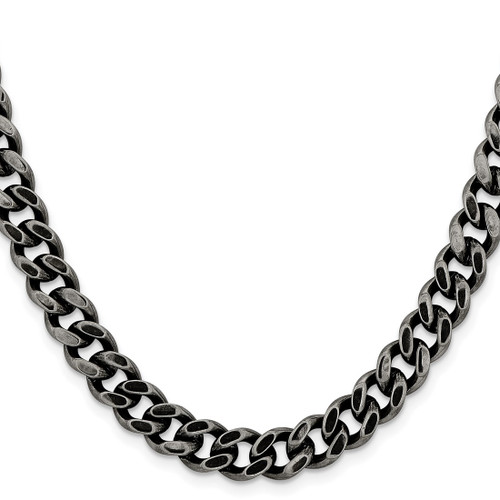 20 inch Stainless Steel Oxidized 9.25mm Curb Chain Necklace