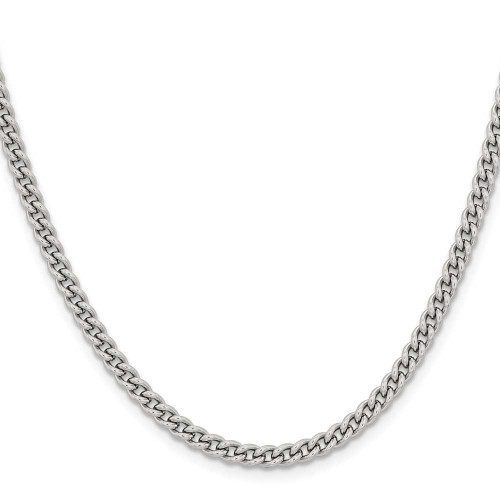 Image of 20" Stainless Steel Polished 4mm Round Curb Chain Necklace
