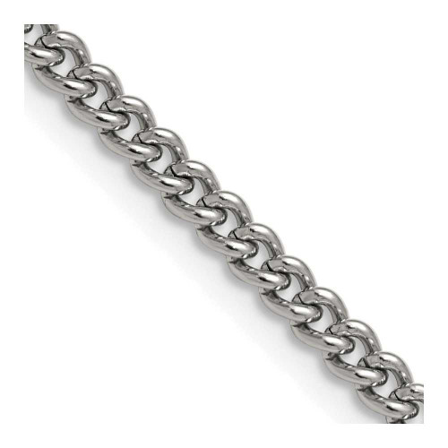 Image of 20" Stainless Steel Polished 4mm Round Curb Chain Necklace