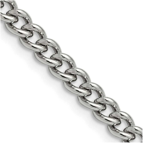 Image of 20" Stainless Steel Polished 5.3mm Round Curb Chain Necklace