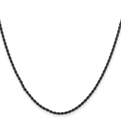 Image of 20" Stainless Steel Polished Black IP-plated 1.5mm Rope Chain Necklace
