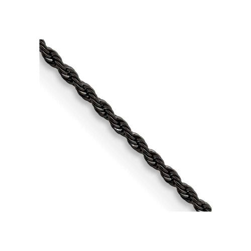 Image of 20" Stainless Steel Polished Black IP-plated 1.5mm Rope Chain Necklace