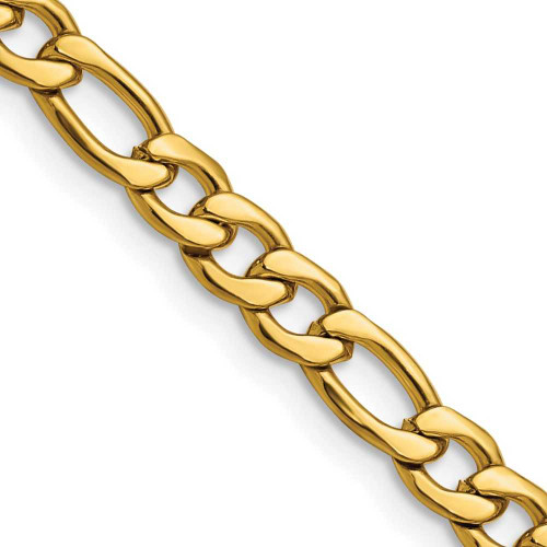 Image of 20" Stainless Steel Polished Yellow IP-plated 6.3mm Figaro Chain Necklace