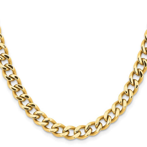 Image of 20" Stainless Steel Polished Yellow IP-plated 7.5mm Curb Chain Necklace
