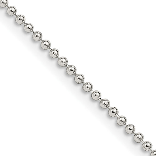 20" Sterling Silver 1.5mm Beaded Chain Necklace