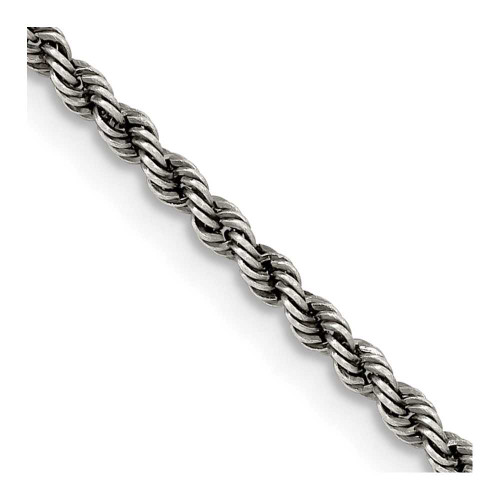 Image of 20" Sterling Silver Ruthenium-plated 2.3mm Rope Chain Necklace