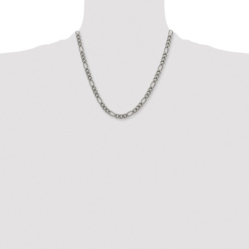 Image of 20" Titanium Polished 7mm Figaro Chain Necklace