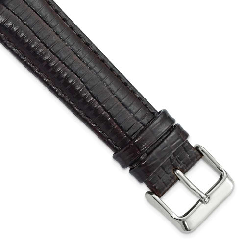 Image of 20mm 7.5" Brown Teju Lizard Style Grain Leather Silver-tone Buckle Watch Band