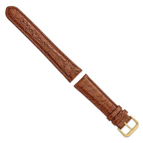 Image of 20mm 7.5" Havana Alligator Style Grain Leather Gold-tone Buckle Watch Band